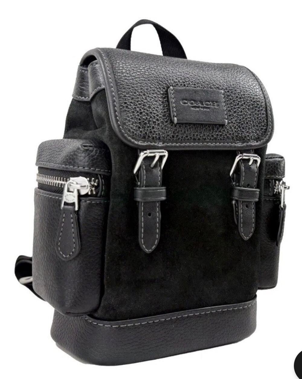 NWT B5-011 Coach Sprint Sling Pack Silver Black Suede CCE79